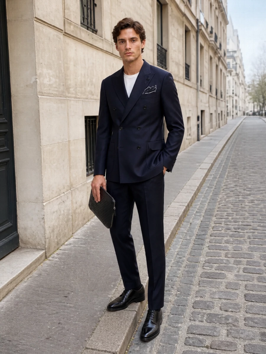 Lardini navy double breasted blazer dress trousers