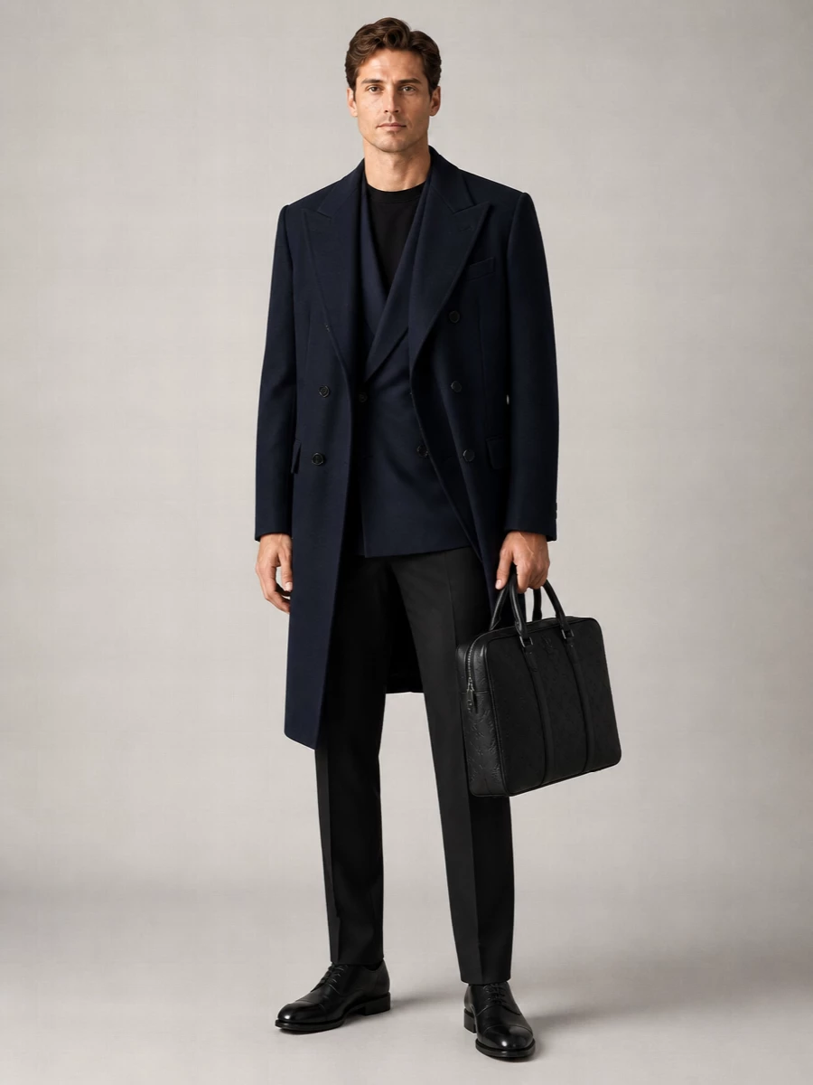Brioni Wool Mohair Double Breasted Coat