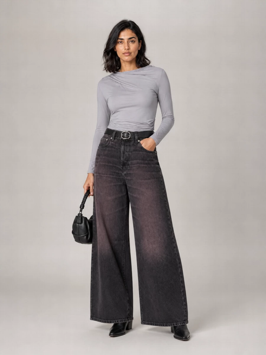 Haikure denim wide-leg trousers