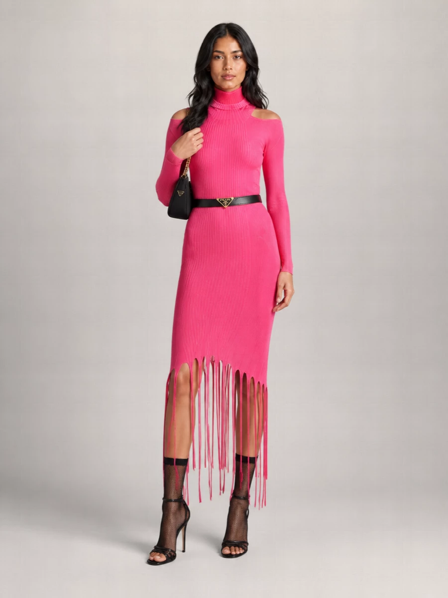 Bottega Veneta Cotton Ribbed Cutout Midi Dress