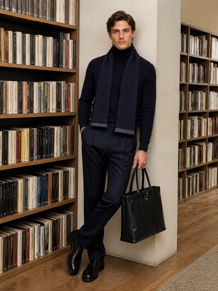 Lardini navy turtleneck tailored trousers