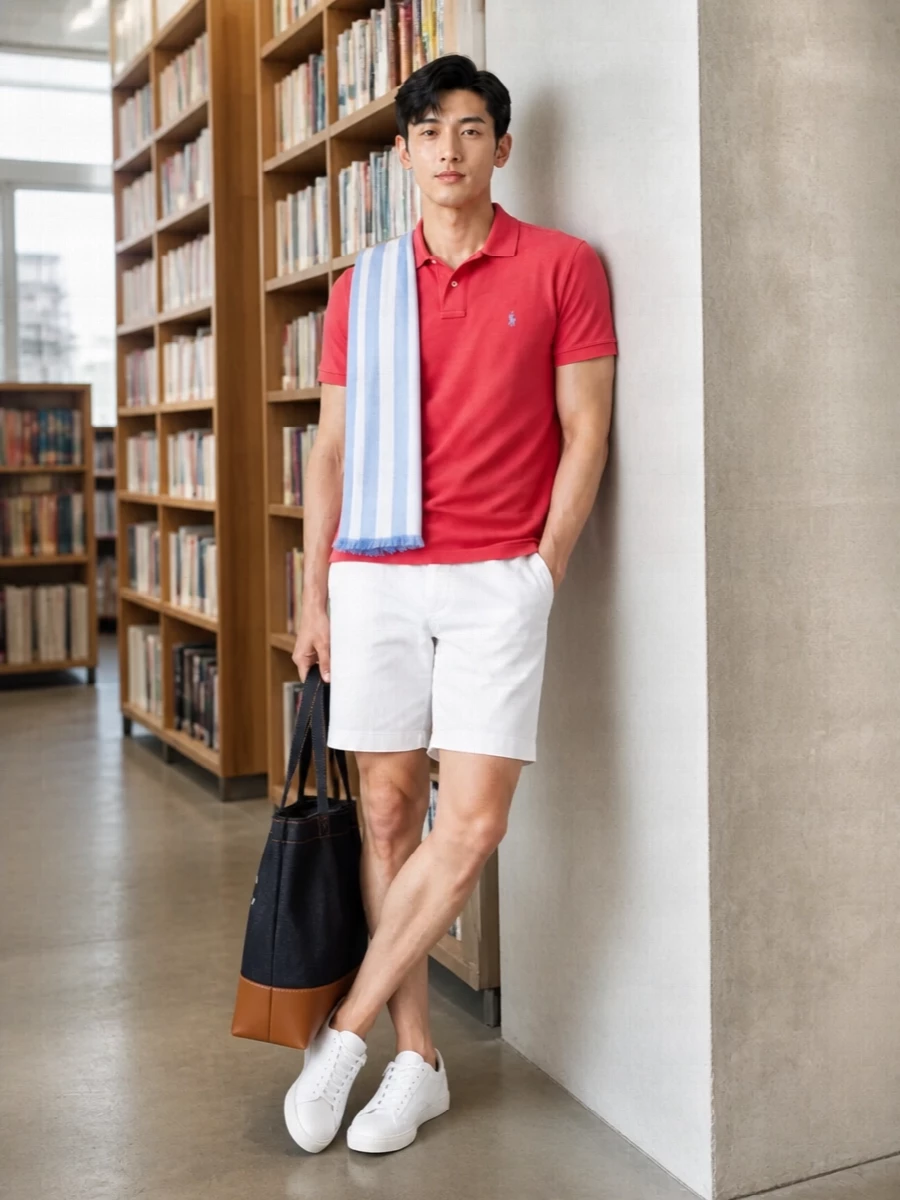 Polo ralph lauren coral polo white shorts outfit