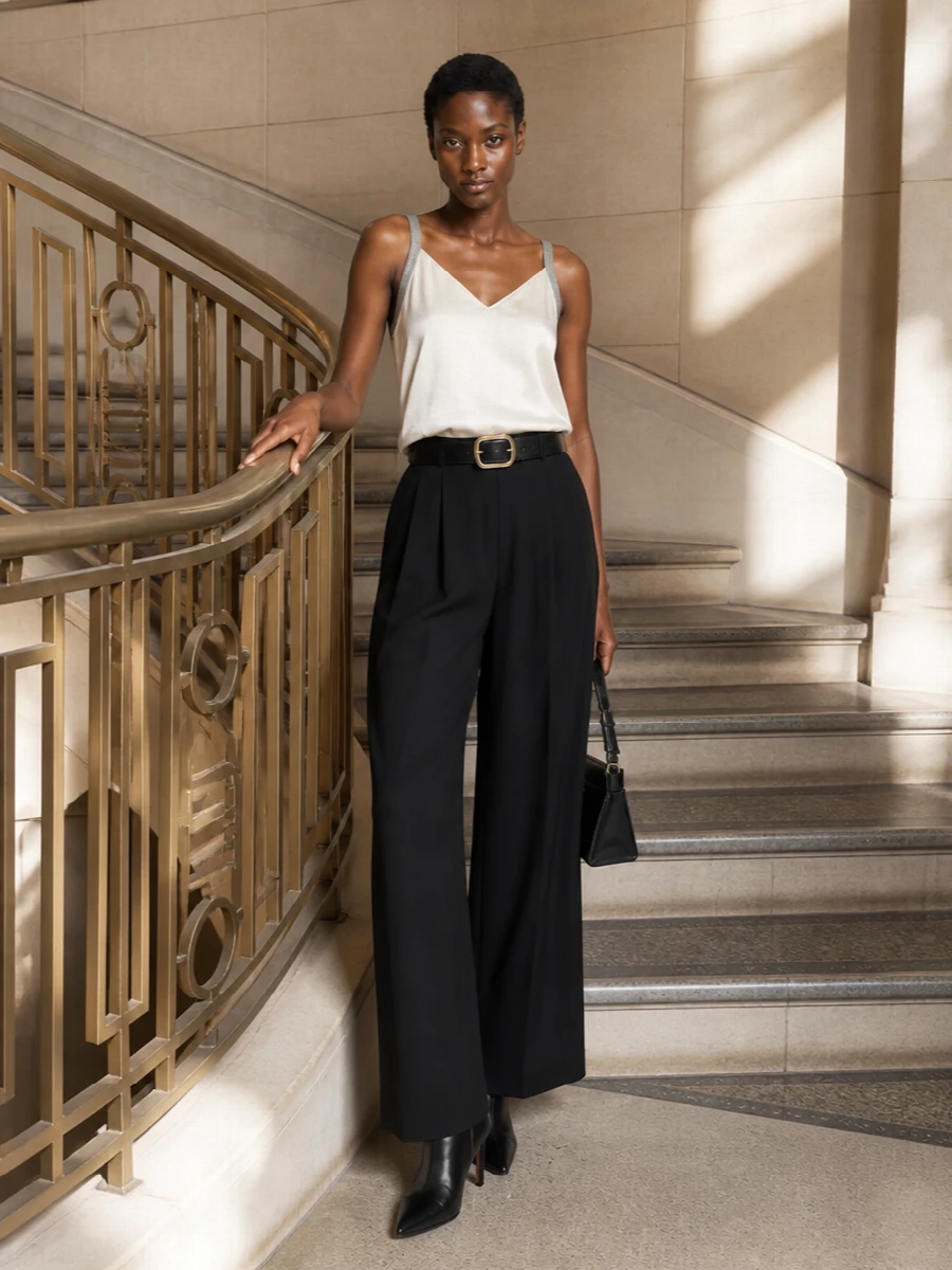 Fabiana filippi black wide leg trousers evening
