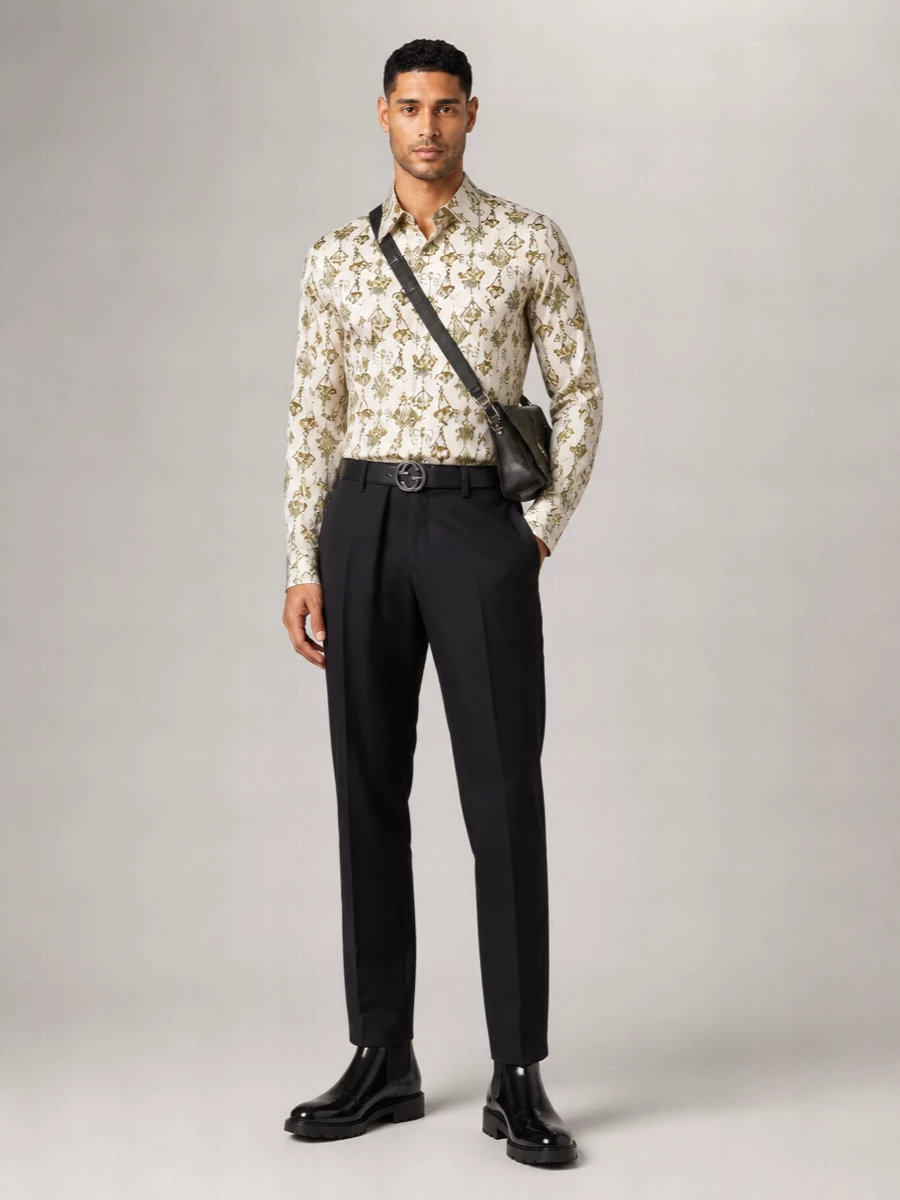 Givenchy Silk Printed Long-Sleeve Shirt