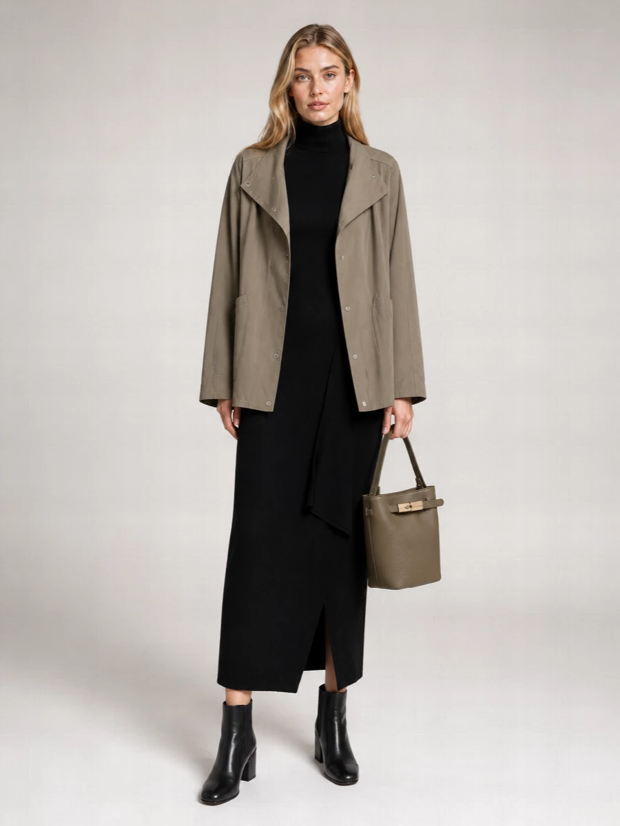 Longchamp Leather Bucket Tote Bag