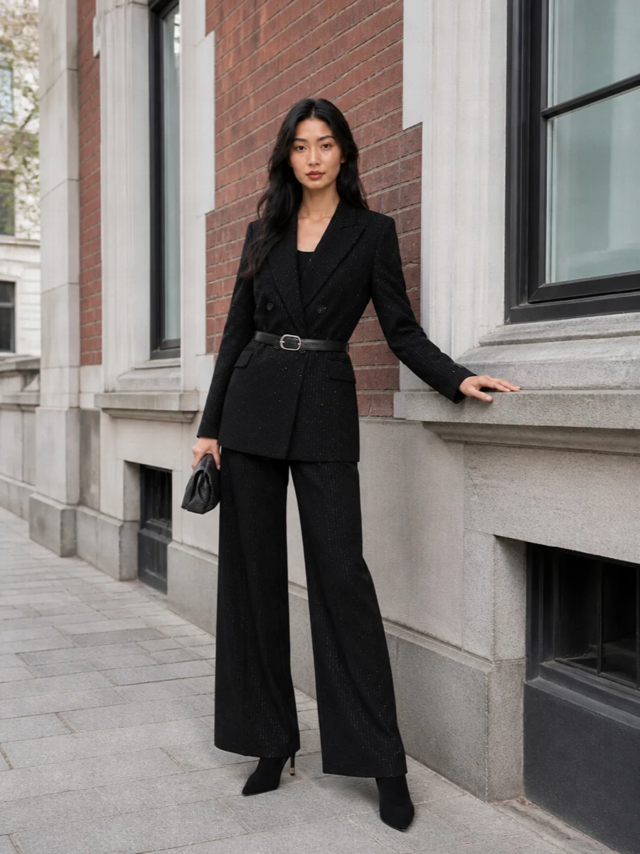 Ermanno firenze sequin pinstripe suit ankle boots