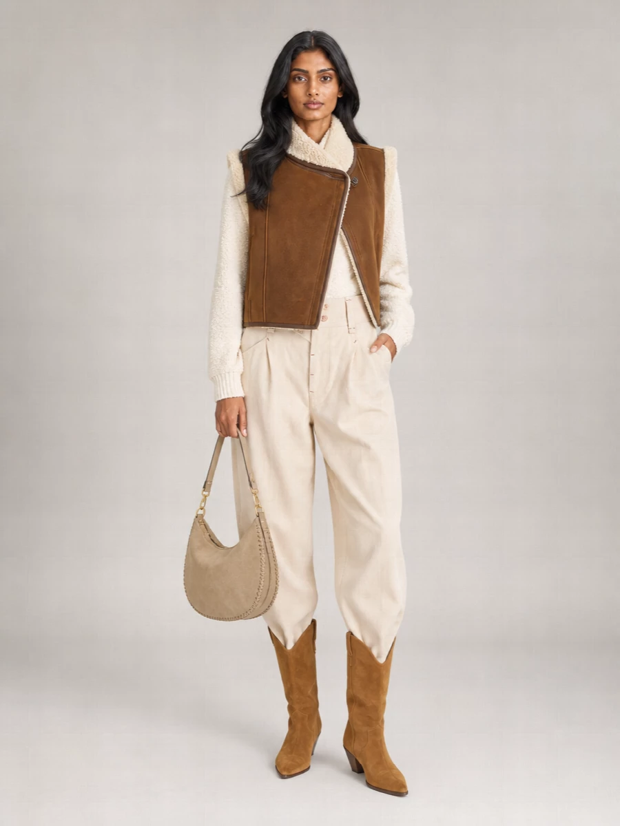 Isabel Marant Shearling Cropped Sleeveless Jacket