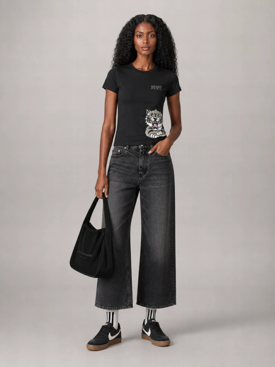 Kenzo Cotton Happy Tiger Print Short Sleeve T-Shirt