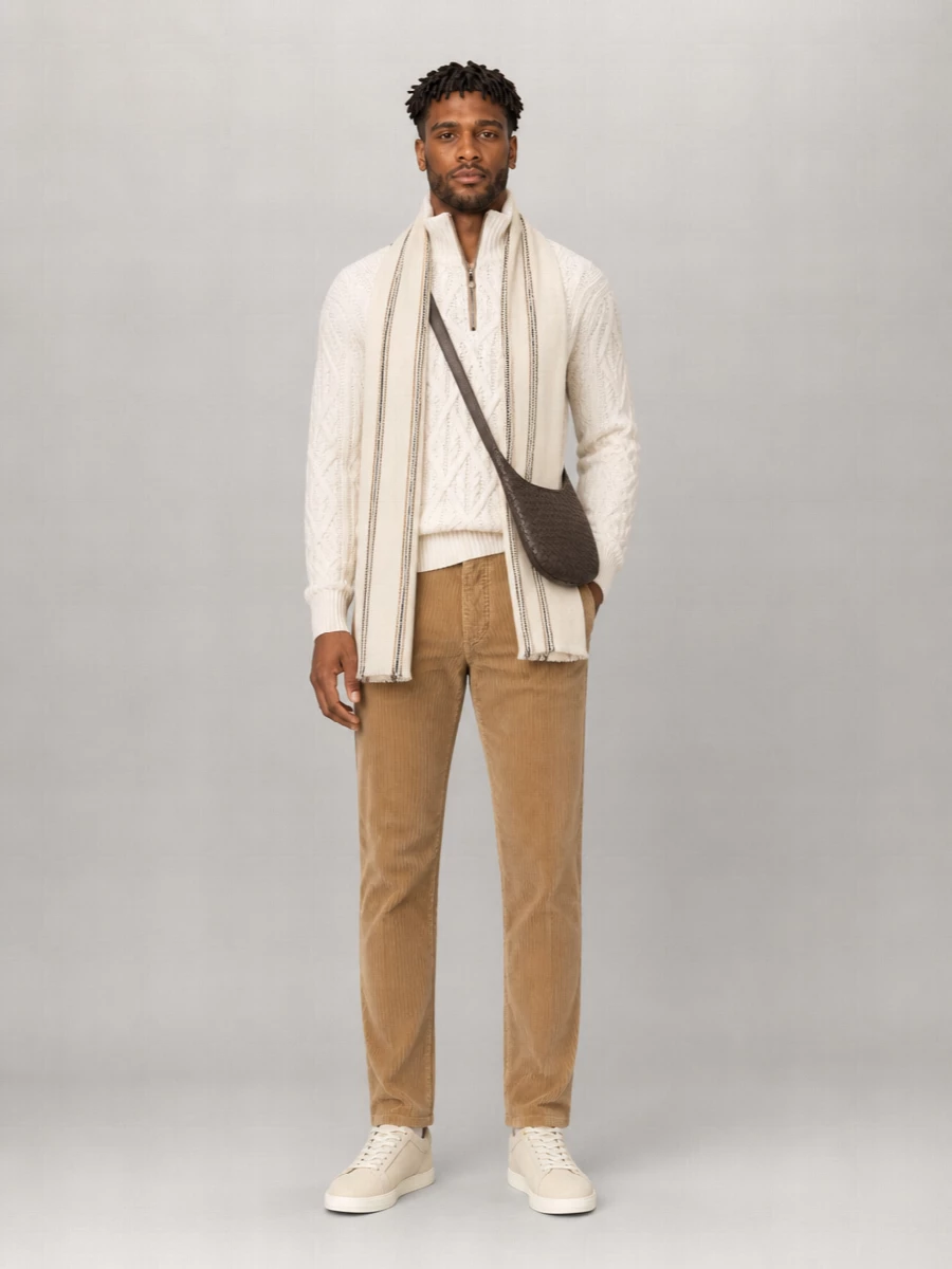 Boss Cable Knit Crewneck Sweater With Ribbed Cuffs And Hem