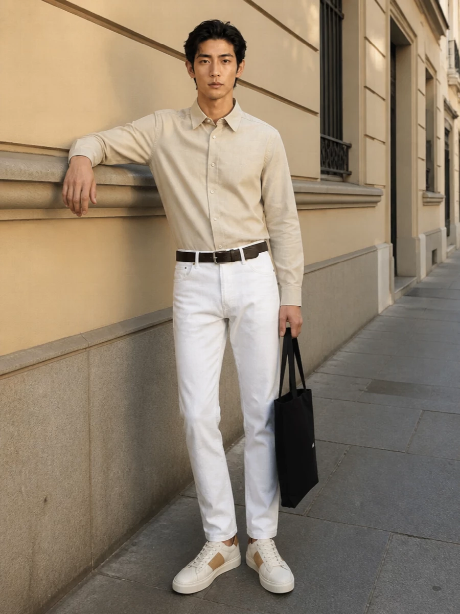 Apc shirt white jeans woolrich sneakers