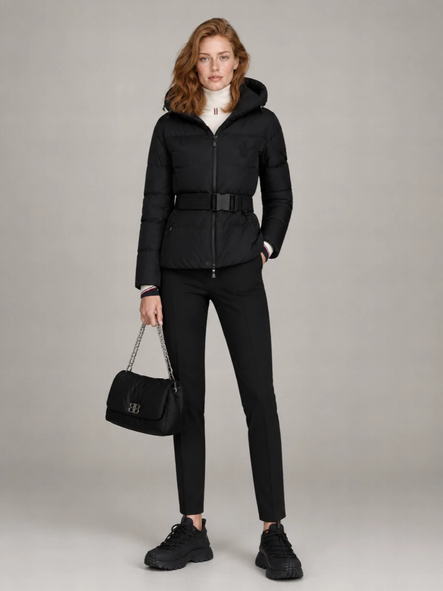 Moncler Grenoble Hooded Jacket Belted Waist Long Sleeves