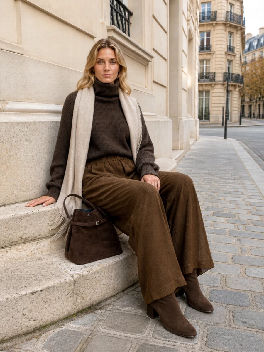 Uma wang wide leg trousers brown turtleneck