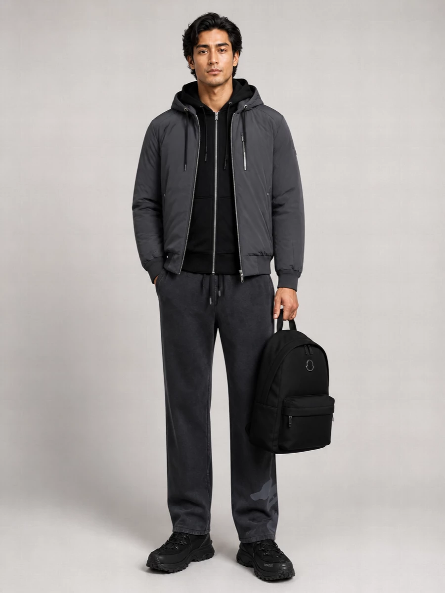 Moose Knuckles hooded bomber jacket