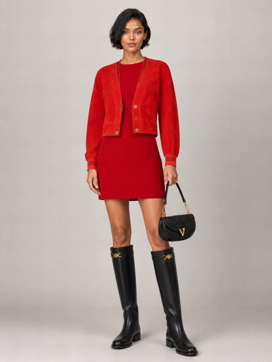 Versace Suede Single Breasted Coat