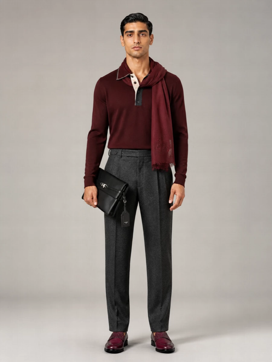 Dolce&Gabbana Wool Long-Sleeve Polo Shirt
