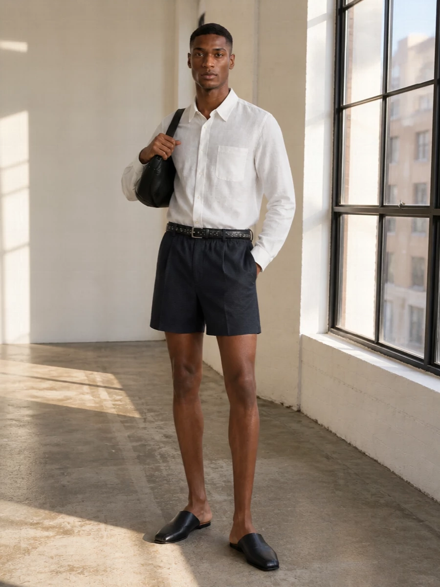 Our legacy summer outfit tailored shorts mules