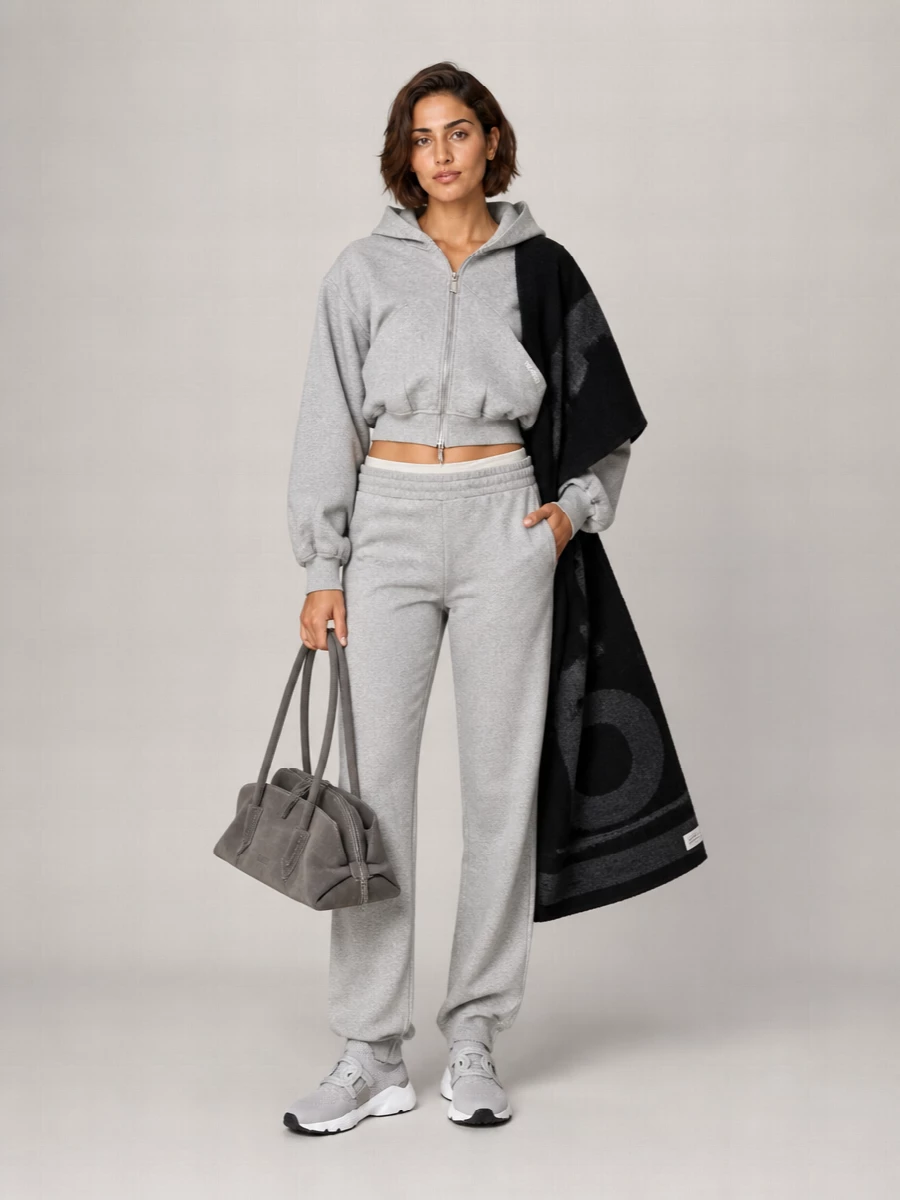 The Attico Cotton Asymmetric Double Waist Wide Leg Joggers