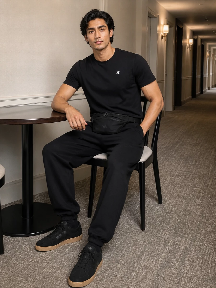 K way tee y3 track pants adidas sneakers