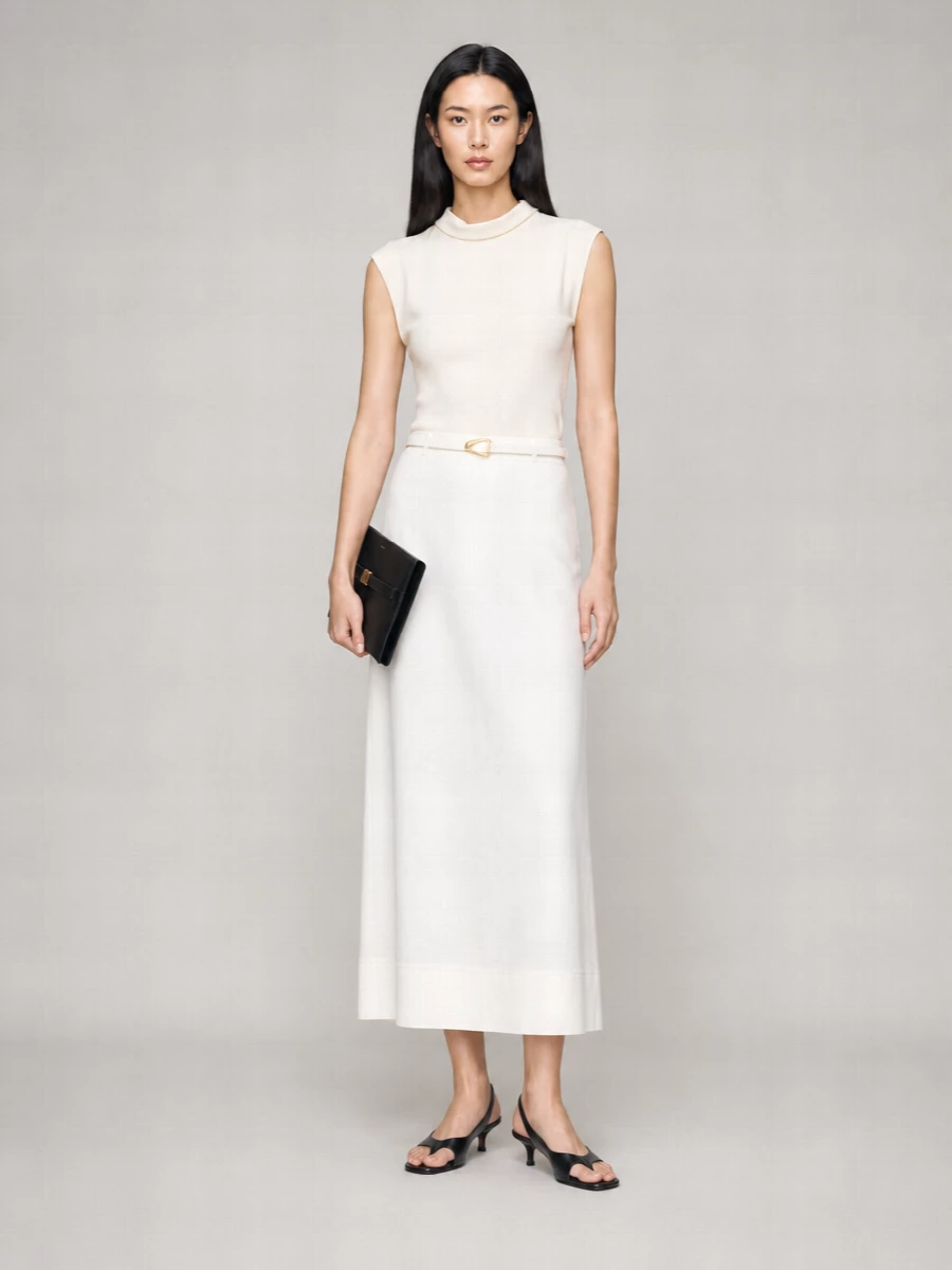 Totême High-Waisted Midi Skirt Seam Detailing