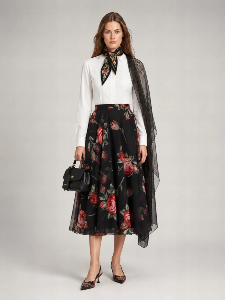 Dolce&Gabbana Silk Scarf Long-Sleeve Shirt