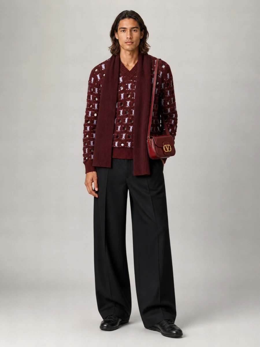 Marni cashmere virgin wool jacquard v neck jumper