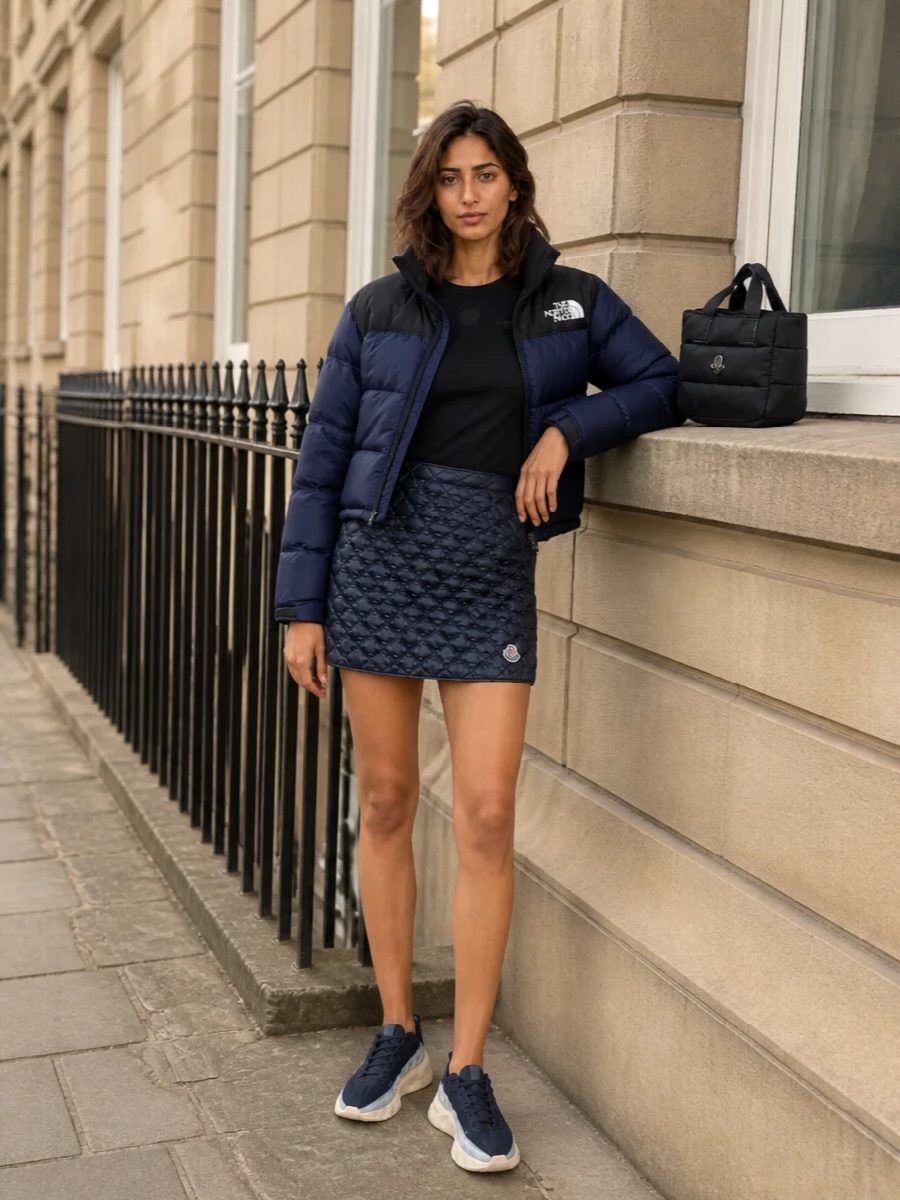 North face puffer moncler quilted mini skirt