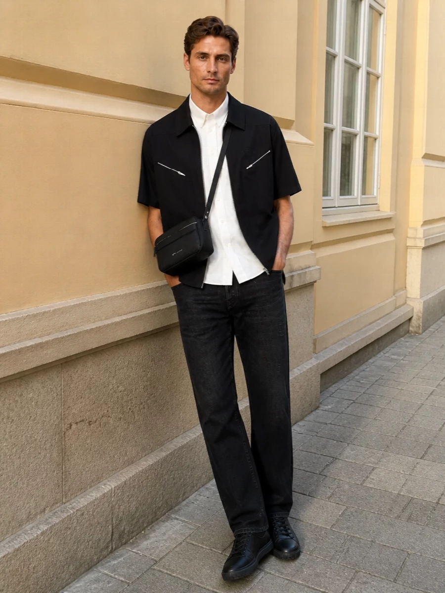Givenchy black shirt jacket outfit jeans