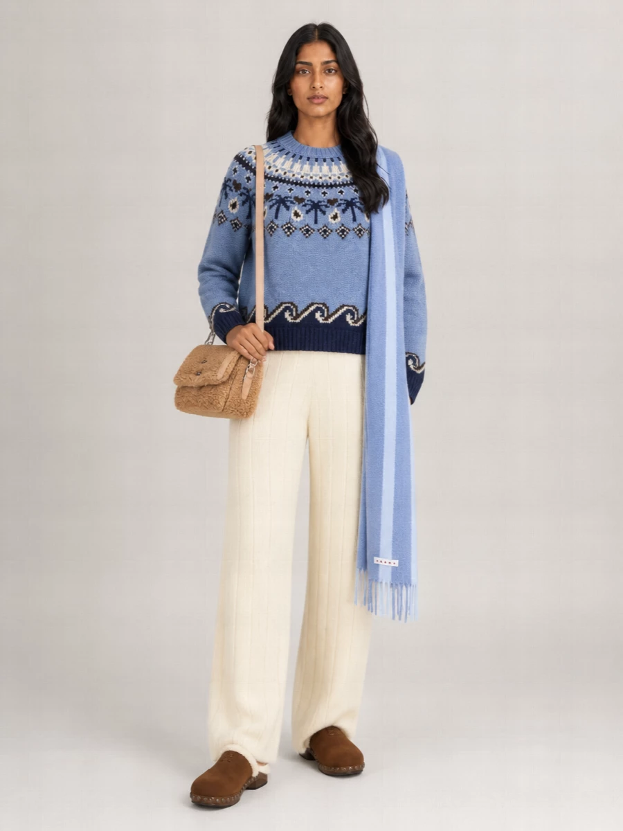 Alanui Virgin Wool Fair Isle Jacquard Crewneck Jumper
