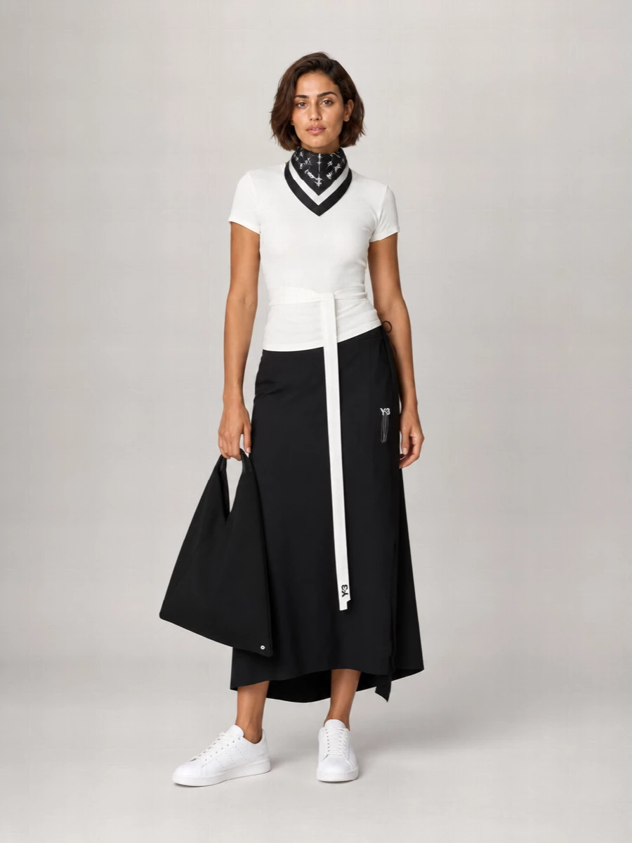 Y-3 High-Rise Wrap Midi Skirt