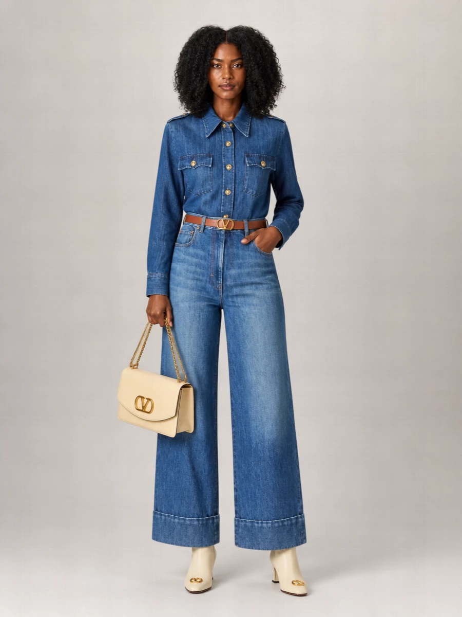 Valentino Denim Long Sleeve Shirt