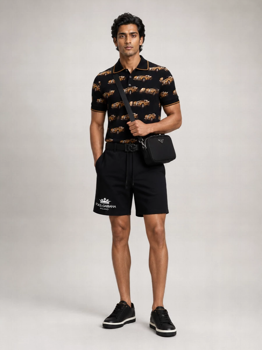 Dolce&Gabbana Printed Short-Sleeve Polo Shirt