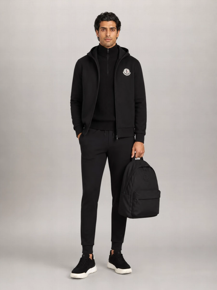 Moncler cotton zip-up hooded sweatshirt