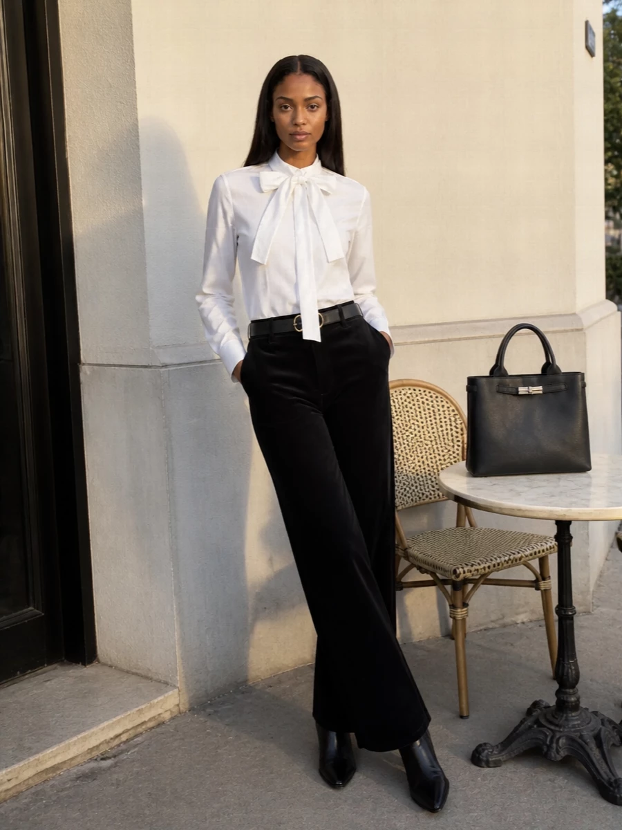 7fam wide leg jeans white shirt outfit