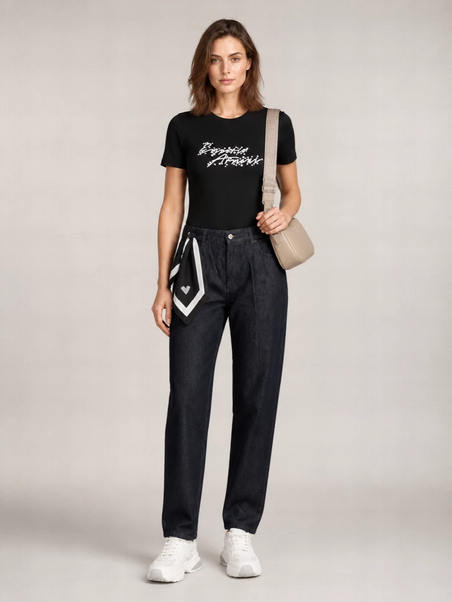 Emporio Armani Embellished Logo Cotton T-Shirt