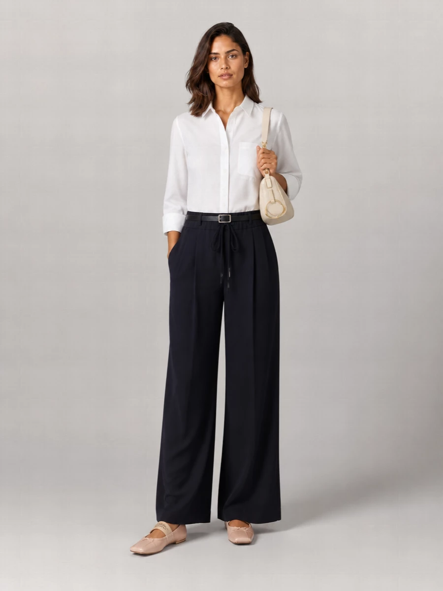 S Max Mara Virgin Wool Wide-Leg Trousers