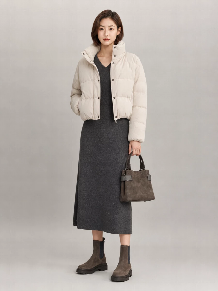 Brunello Cucinelli Down Cropped Quilted Parka Coat