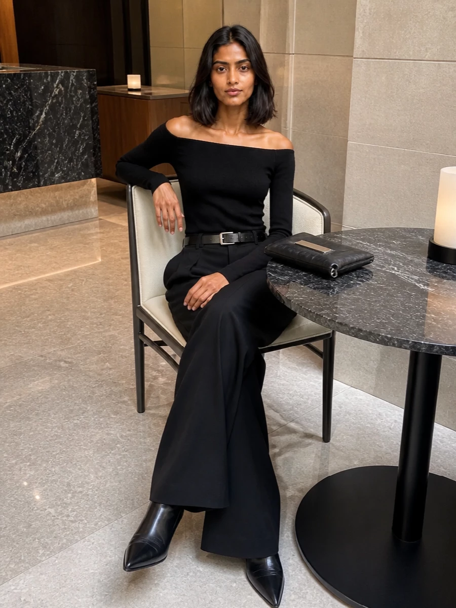 Rick owens wide leg trousers off shoulder knit