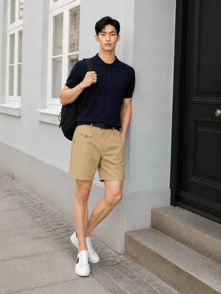 Cp company polo khaki shorts hogan sneakers