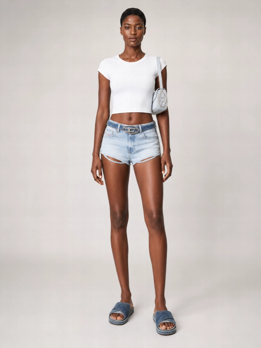 Diesel Denim High-Rise Distressed Short Shorts