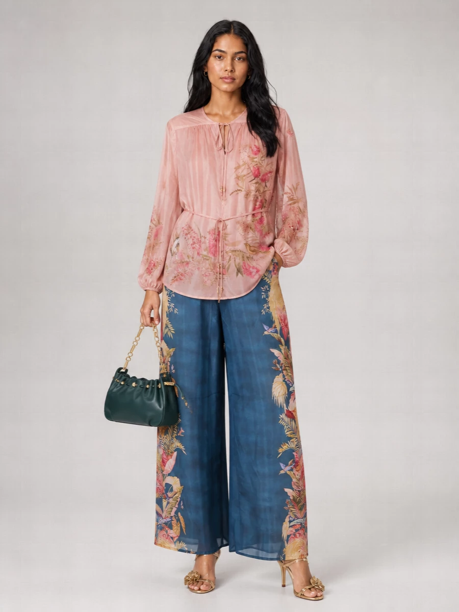 Zimmermann Silk Floral-Print Wide-Leg Trousers
