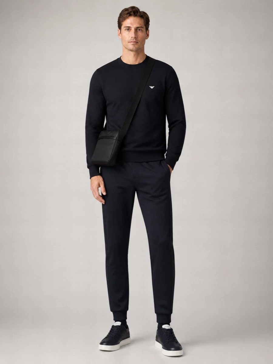 Emporio Armani Cotton Logo-Embroidered Regular-Fit Crewneck Sweatshirt