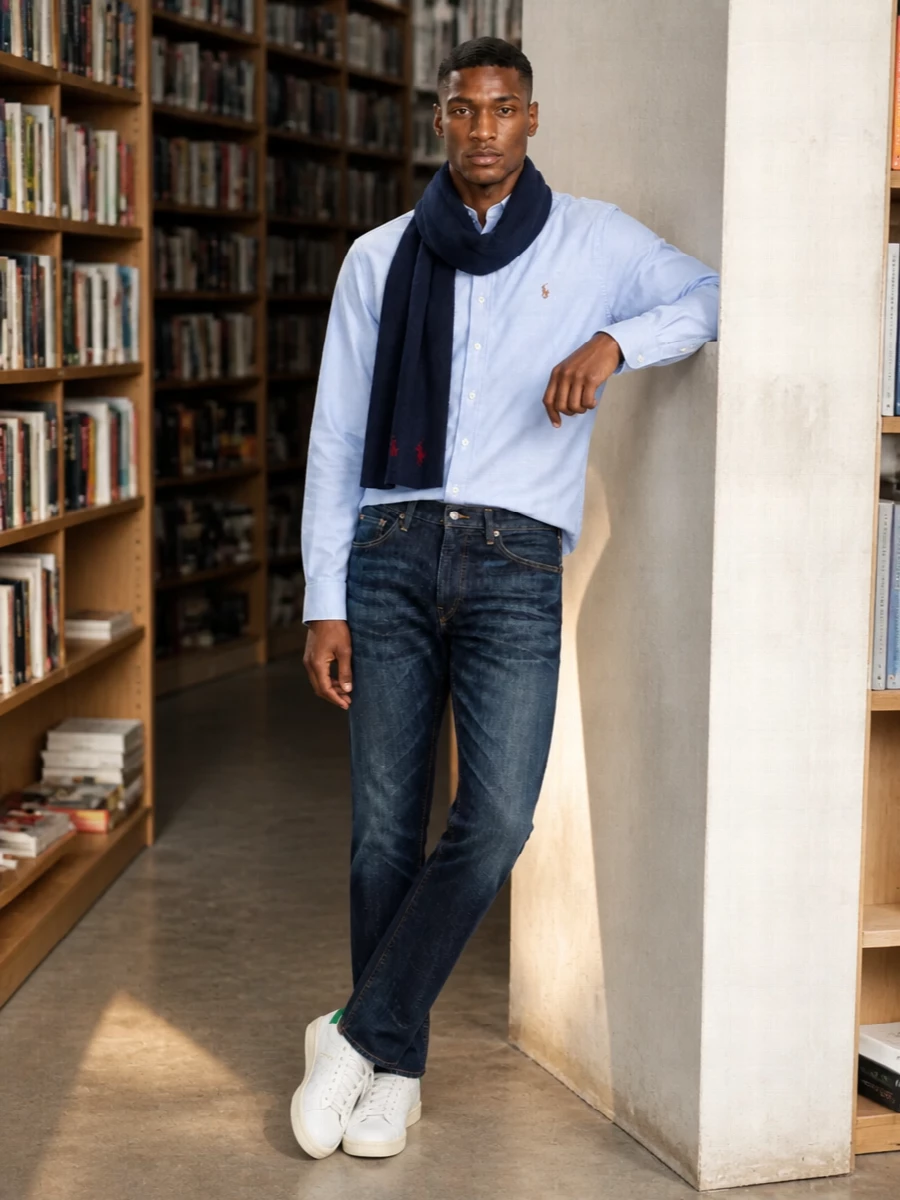 Polo ralph lauren oxford dark jeans outfit