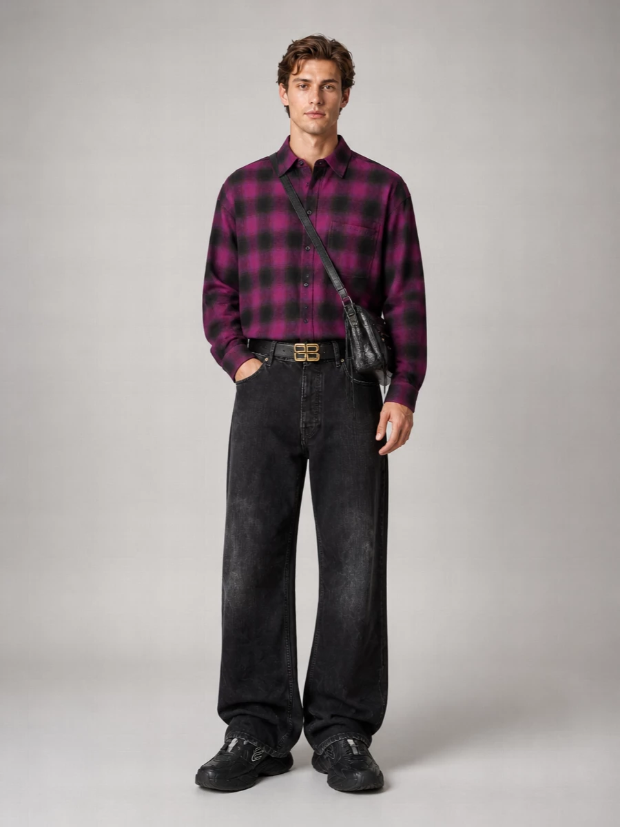 Balenciaga checked relaxed-fit wool shirt