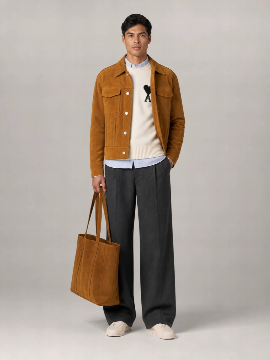 Ami Paris Suede Trucker Jacket