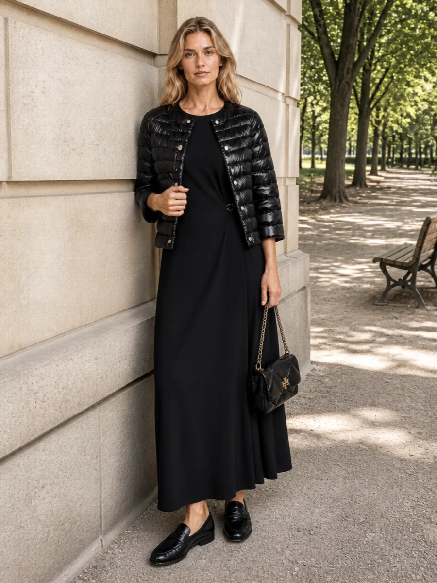 Herno puffer black maxi dress marni loafers