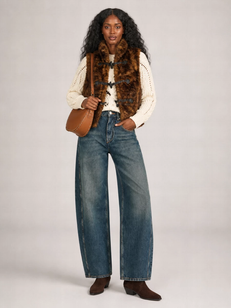 Isabel Marant Etoile Faux Fur Curly High Neck Sleeveless Vest