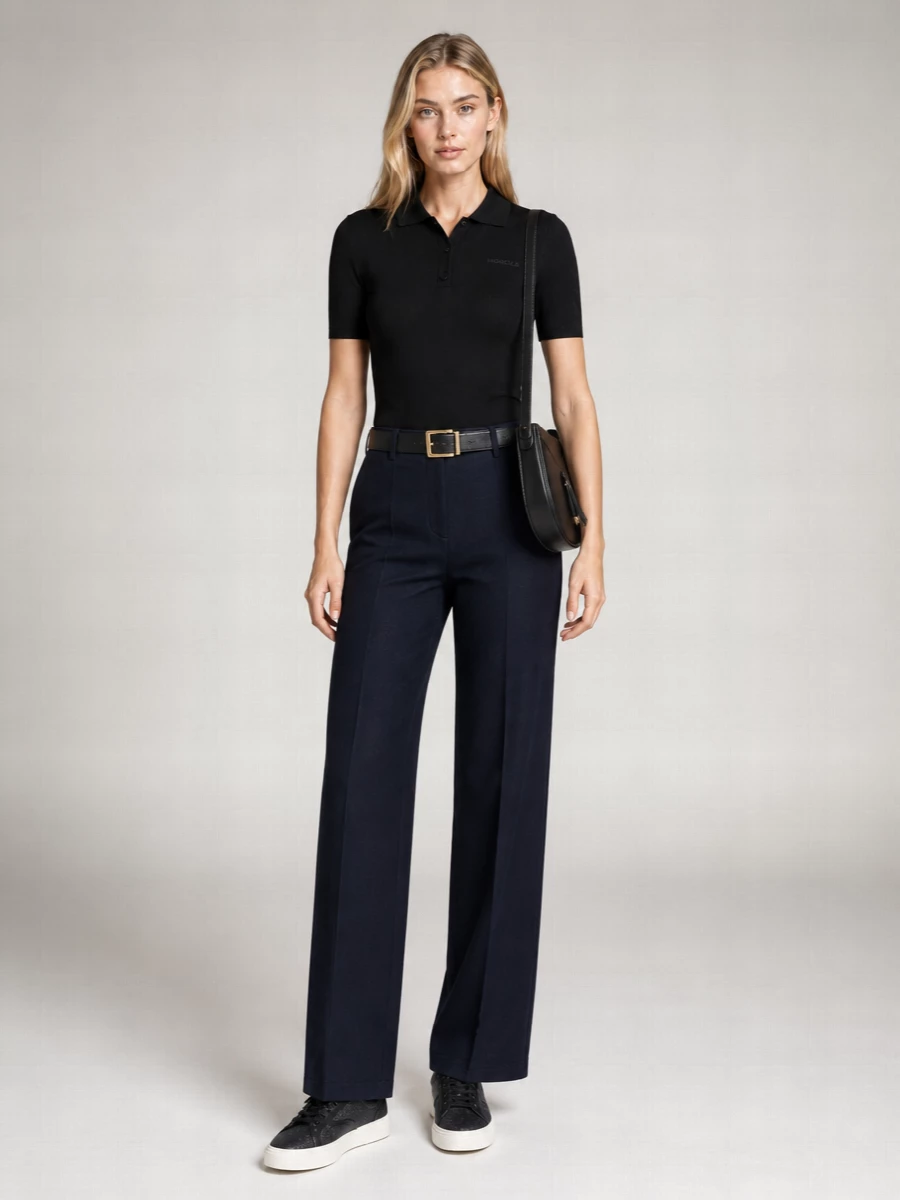 Moncler Ribbed Knit Polo Top
