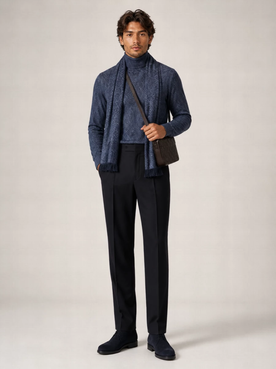 Etro silk cashmere printed turtleneck sweater