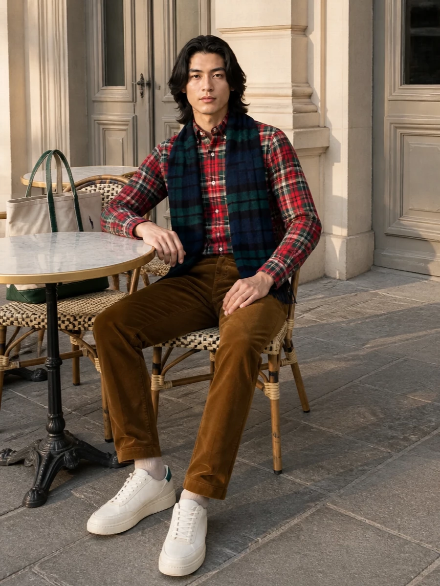 Polo ralph lauren tartan shirt brown corduroy
