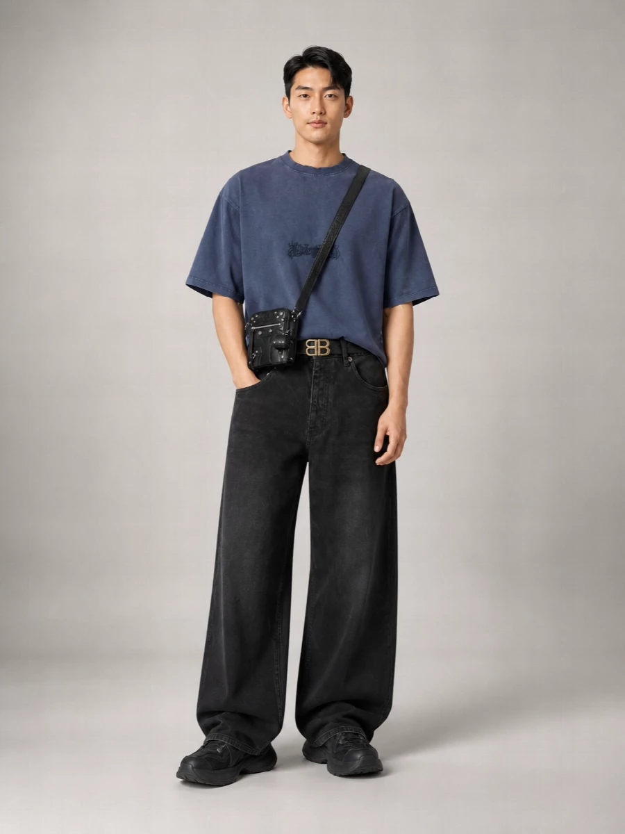 Balenciaga Denim High-Rise Wide-Leg Jeans